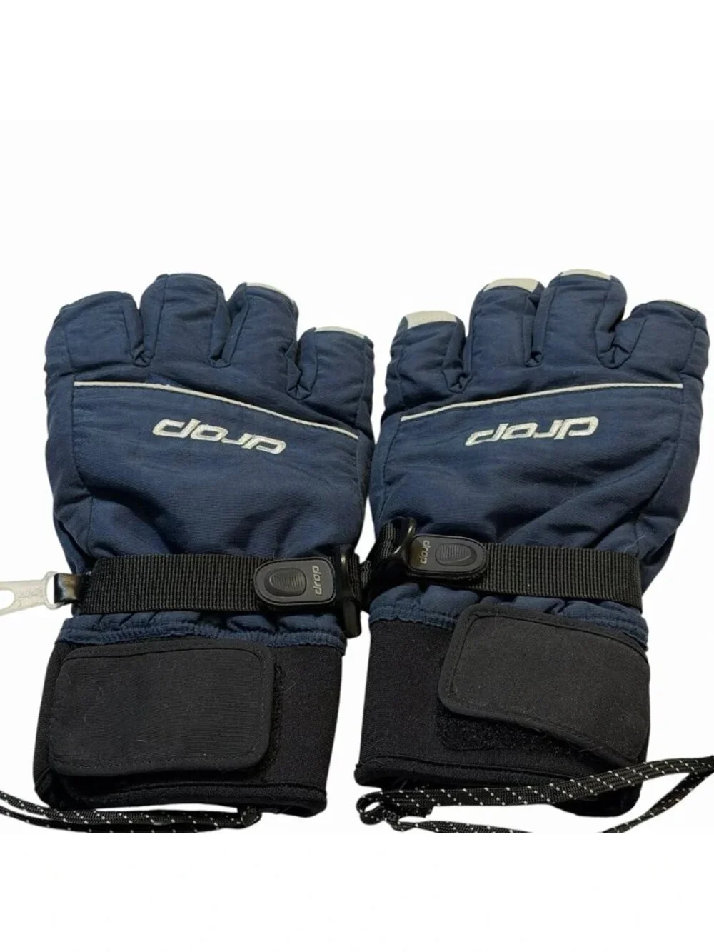 Drop Gloves Women's Medium Navy Gray Colorblock‎ Lined Adjustable Strap